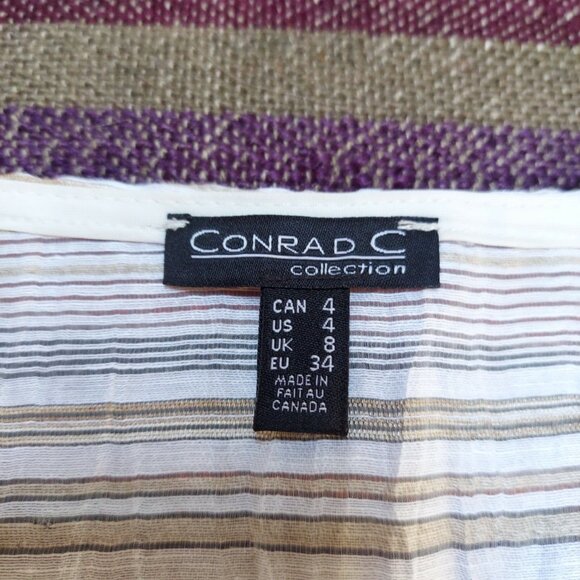 Conrad C Collection Womens Striped Scoop Neck Tank Top Size 4 White Sleeveless - Picture 3 of 5